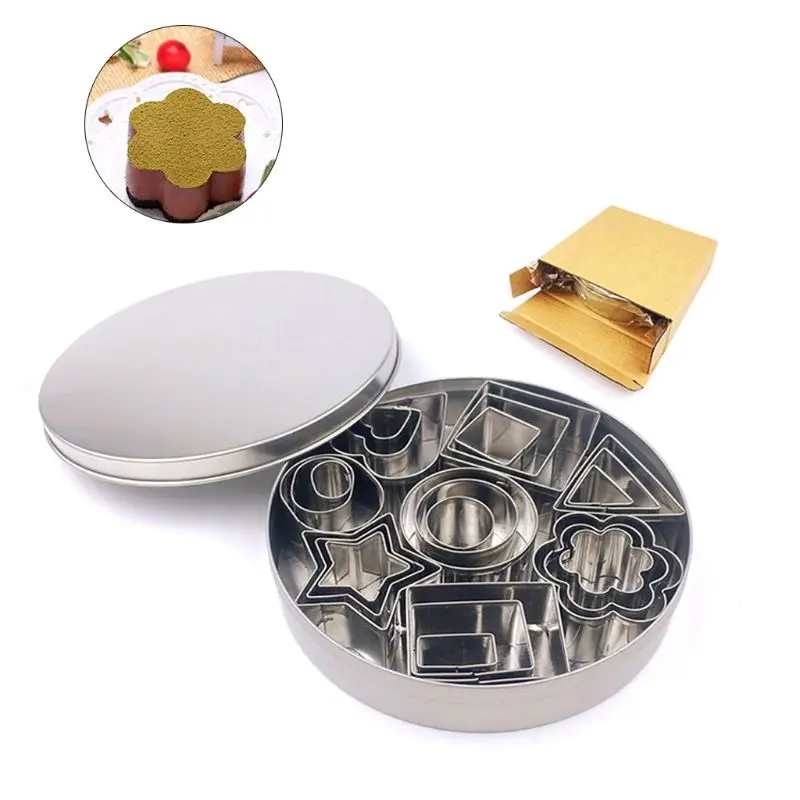 Mini Cookie Cutter Shapes Set - 24 Small Molds to Cut Out Pastry Dough Pie Crust Fruit Flower Heart Star Geometric |