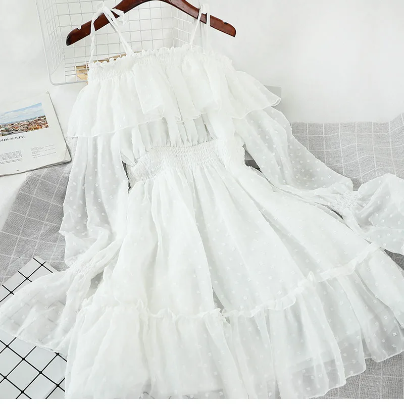 

Желтое платье с оборками, женское платье с открытыми плечами, шифоновые комбинированные платья в горошек, Женский вечерний сексуальный сар...