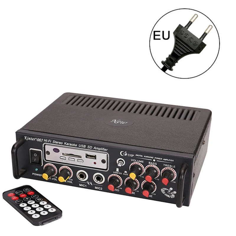 EU Kinter-007 аудио усилитель Hi-Fi стерео звук с USB SD микрофонным входом бас ВЧ эхо тон Контроль питания 220 В дома - Цвет: EU