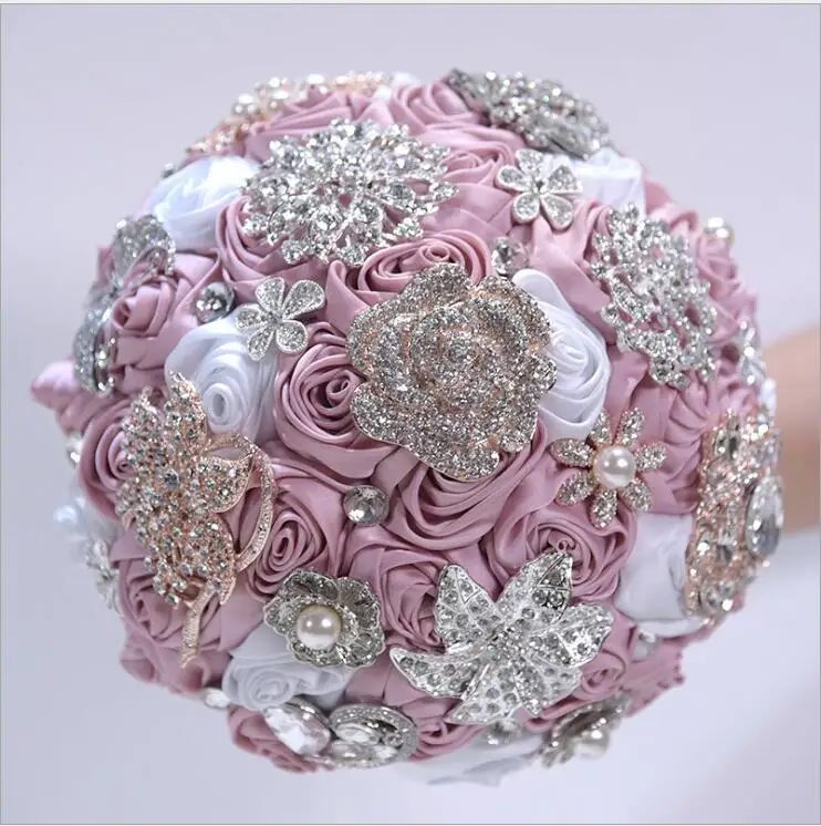 

Wedding Bouquet Gorgeous Beaded Crystal Pearl Multi Color Bridesmaid Flowers Artificial Handmade Bridal Bouquets SPH247