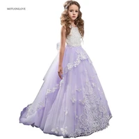 blingbling pink puffy lace flower girl dresses 2019 sleeveless little girl first communion dresses kids party evening prom gowns
