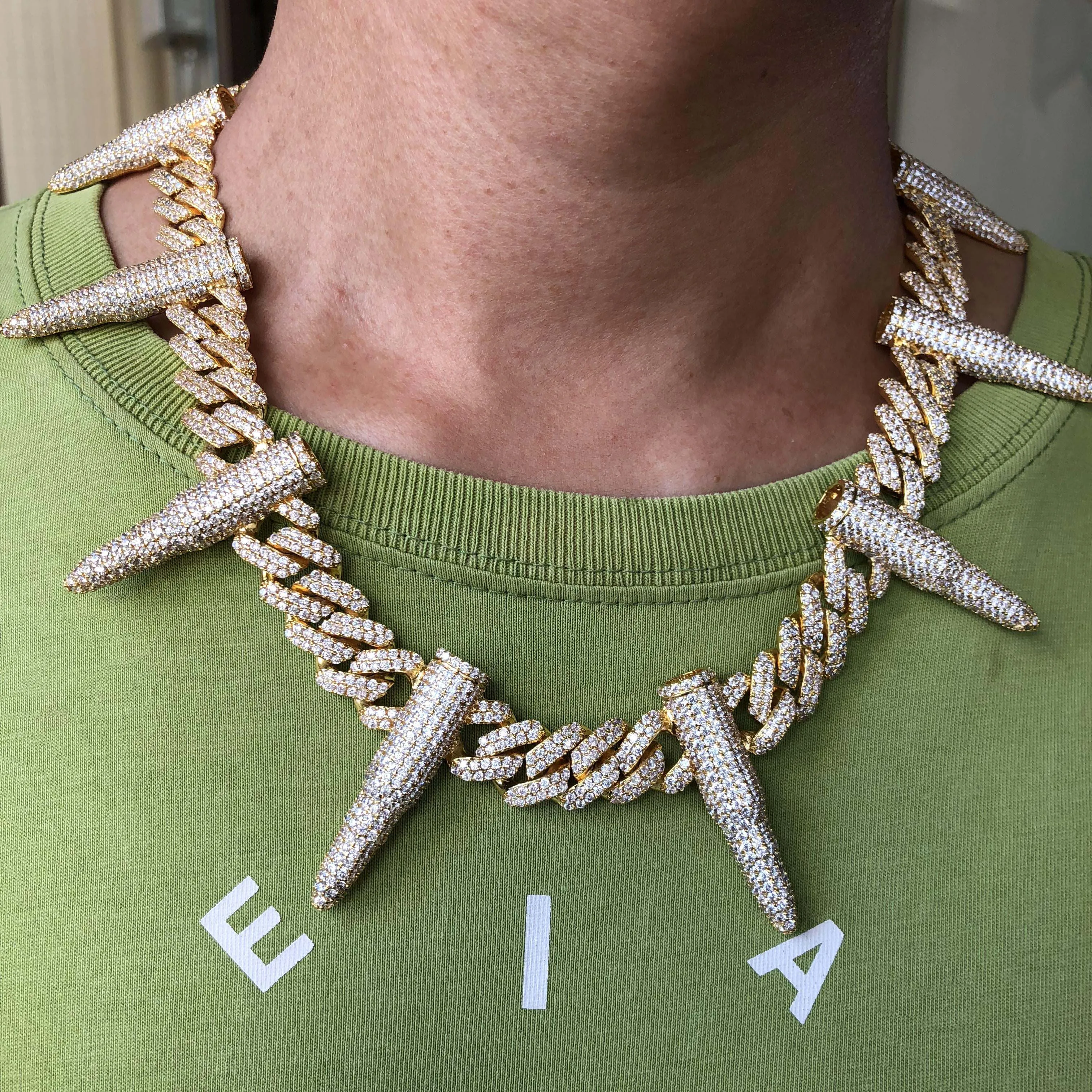 Ледяной выход 12 мм кубинская цепочка с кольцом | Украшения и аксессуары