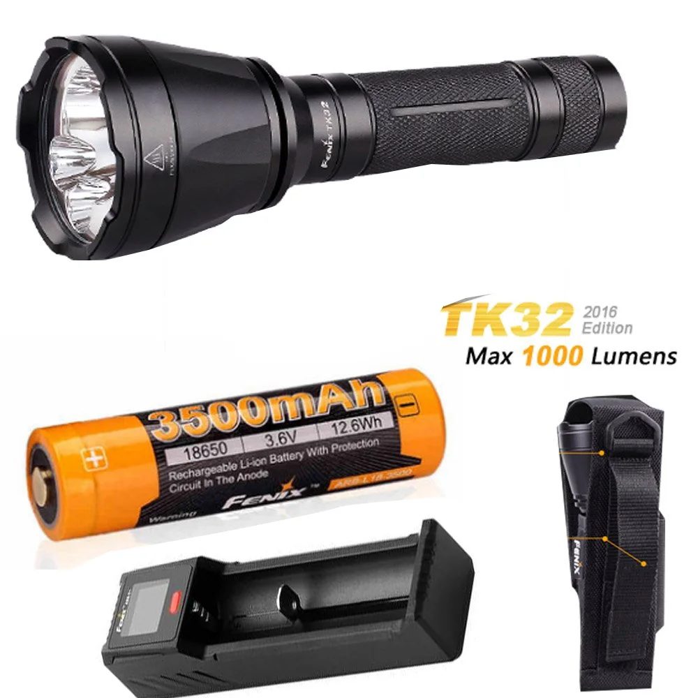 Fenix TK32 2016 CREE светодиодный 1000 люмен Встроенный красный зеленый свет и двойной