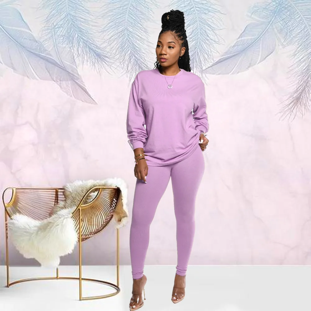 

ChocoMist Two-piece Casual Woman Autumn Outfit Solid Two-piece Pant Set H155