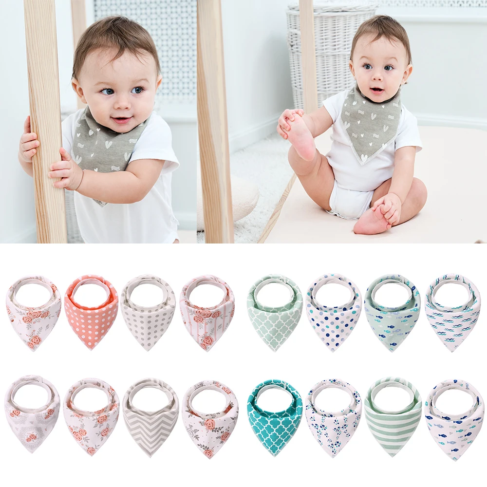 

8pcs/set Baby Bibs Cotton Absorb Baby Triangle Scarf Baberos Toddler Burp Cloth Infant Bibs Feeding Saliva Towel Baby Stuff