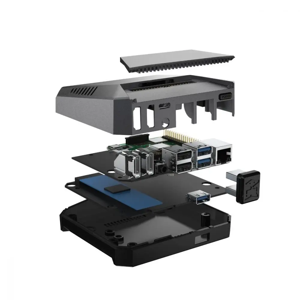 Алюминиевый Чехол Argon One M.2 для Raspberry Pi 4 Model B с SSD расширительным слотом крышка GPIO