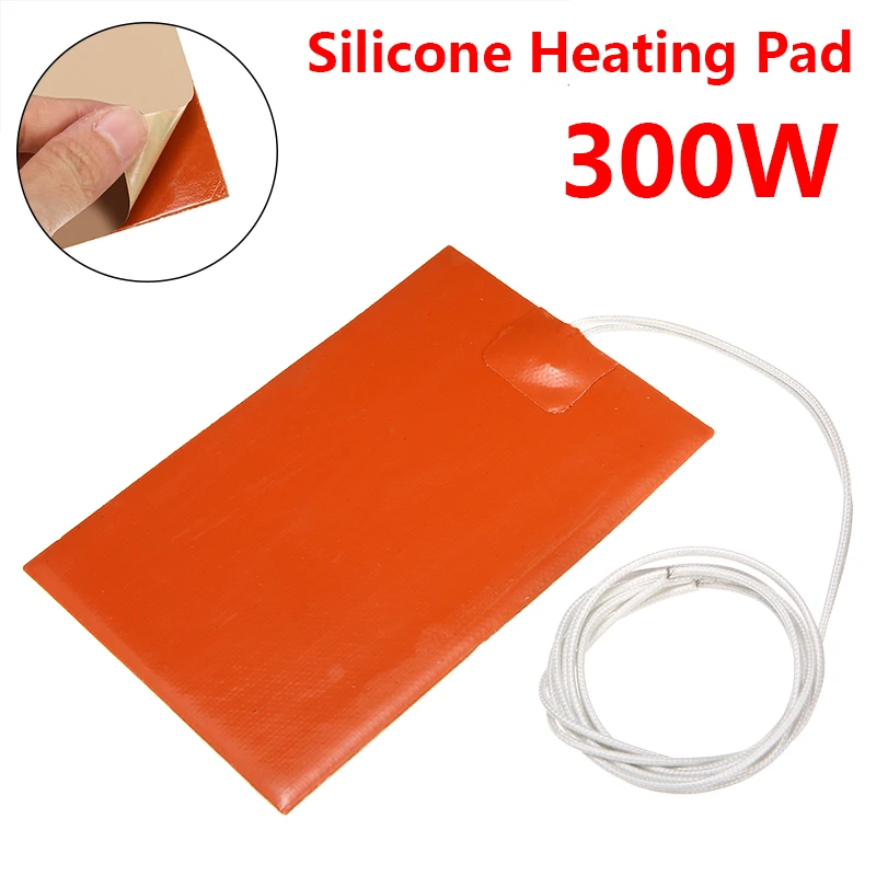 

10x15cm 220V 300W Silicone Heated Mat Engine Oil Tank Silicone Heating Pad Waterproof Heating Mat For 3D Printer Parts