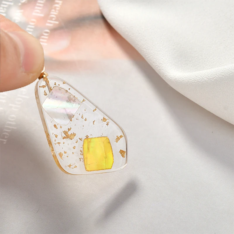 4 шт. Натуральный Цветной корпус золотой лист прозрачный акриловый кулон diy