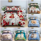 Комплект постельного белья с милыми животными, щенками и кошками для детей, декор для спальни, комплекты с пододеяльникомпододеяльником, королевским и двойным постельным бельем для малышей