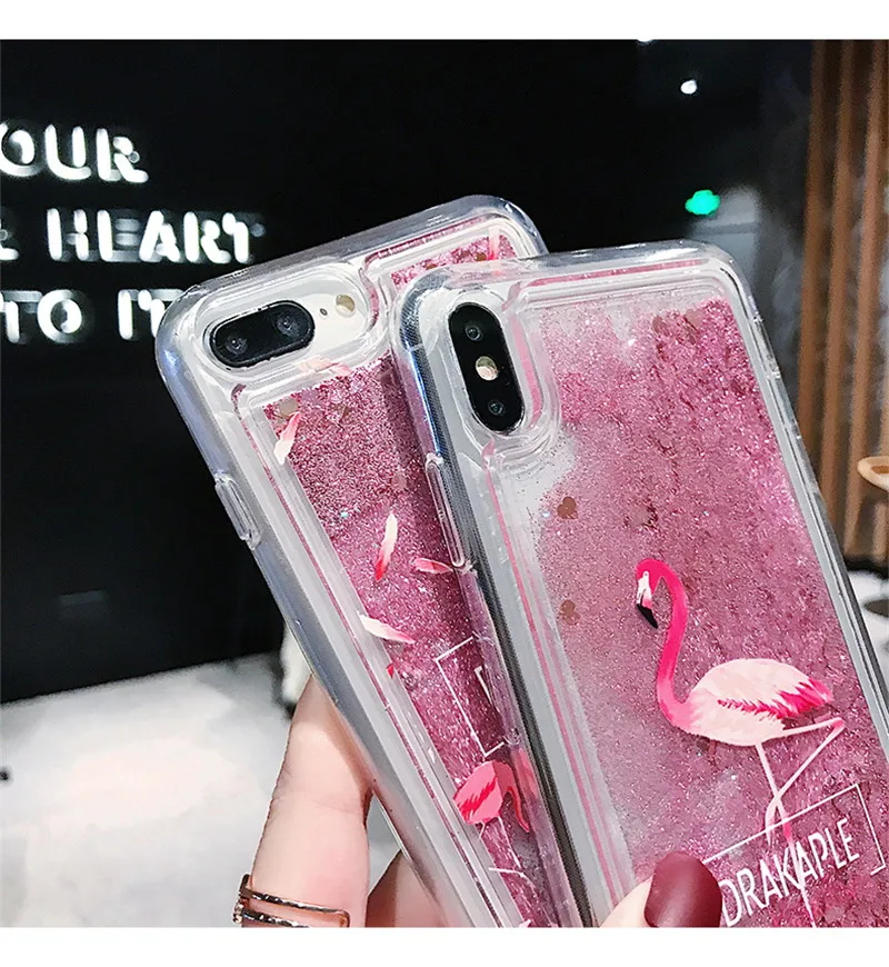 Роскошный блестящий чехол с жидким песком зыбучим фламинго для Xiaomi Redmi 7 6 26 дюйма