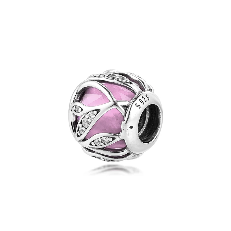 Шарм подходит для ожерелья браслета розовые натуральные Сияющие бусины 100%