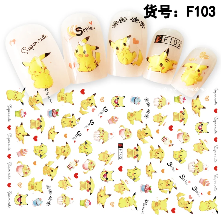 5sheet 10type Japanese Ultrathin children Cartoon Nail Stickers Designs Gummed 3D Art Decals Decoration F99-108 | Красота и здоровье
