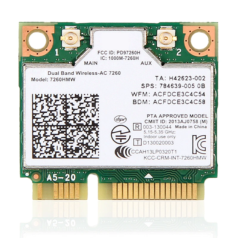 Двухдиапазонный 802.11ac 7260HMW Intel7260 7260AC 2 4 ГГц/5G Wlan Wi Fi Bluetooth 0 Mini PCIe WiFi Беспроводная