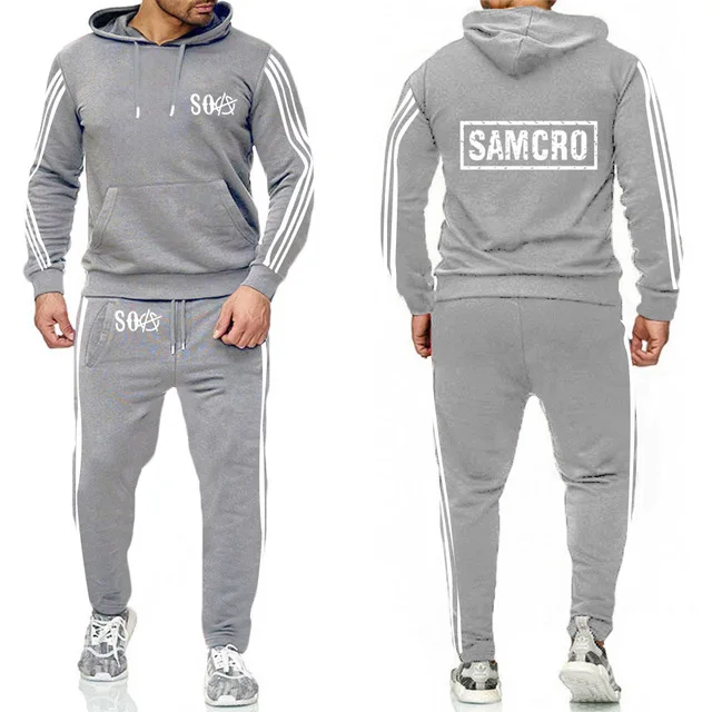 

Spring Autumn Mens hoodies SOA Sons of anarchy the SAMCRO Printed Fashion casual Men pullover Sweatshirt+Pants Suit 2Pcs