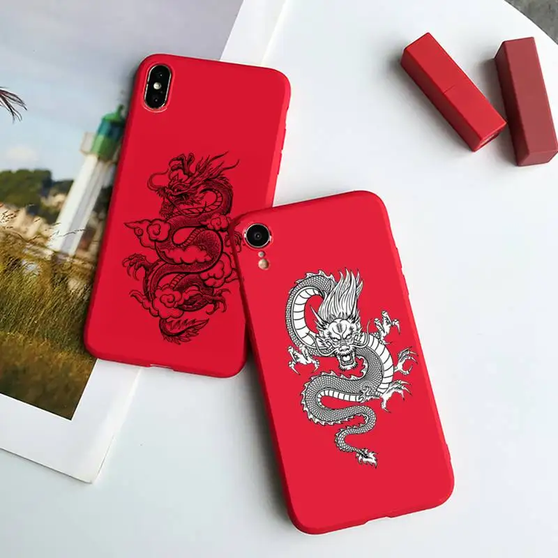 

Dragon Phone Case Red Candy Color for iPhone 6 7 8 11 12 s mini pro X XS XR MAX Plus