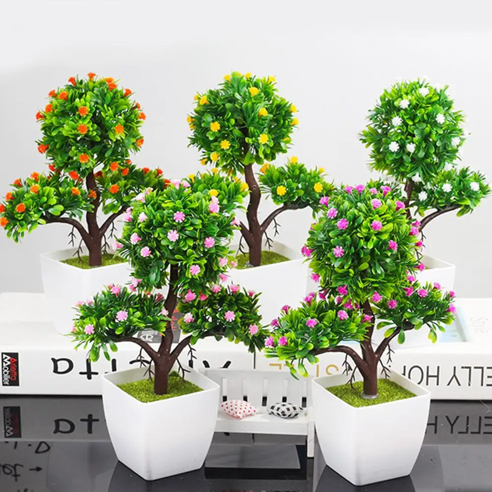 

Best Sell Simulate Bonsai Indoor Flower Potted Ornament for Living Room Windowsill Ornament