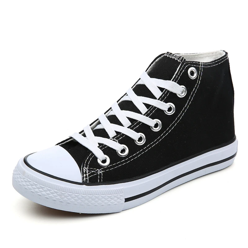 

Canvas shoes for men and women Joker spring and autumn leisure high shoes Korean breathable student couple shoes white shoes