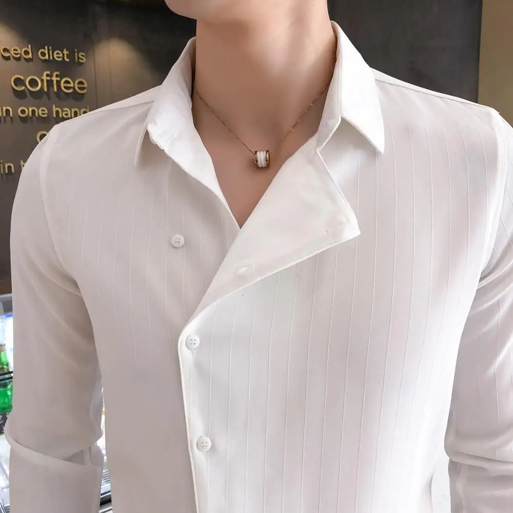 Partial Threshold Shirt Men Fashion 2020 Formal Wear Business Mens Dress Shirts Long Sleeve Casual Slim Fit Tuxedo | Мужская одежда