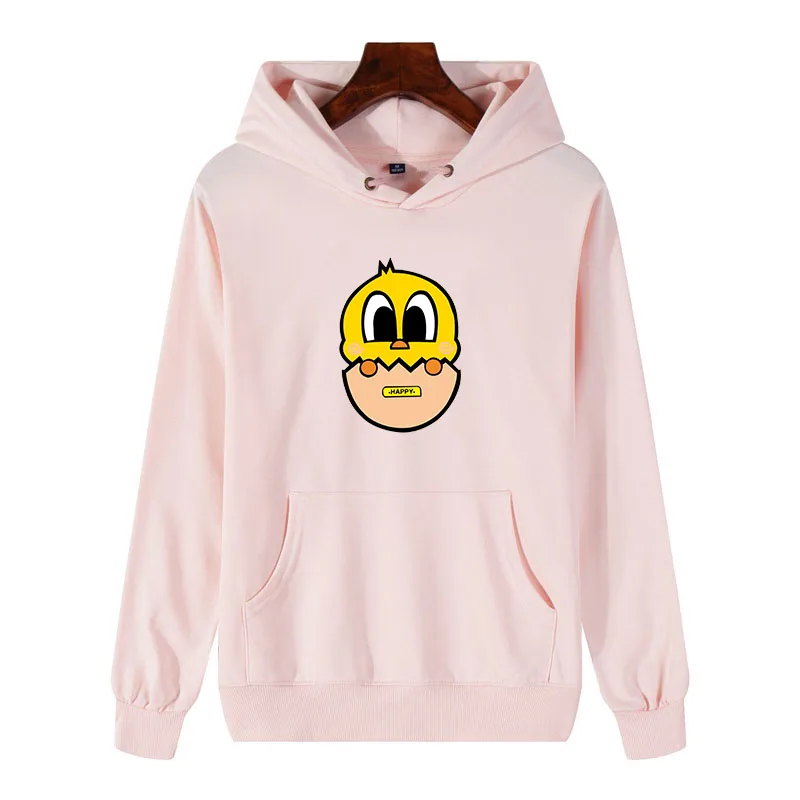 Зимнее пальто свободные толстые женские толстовки с капюшоном Kawaii Animal Happy chick Bunny