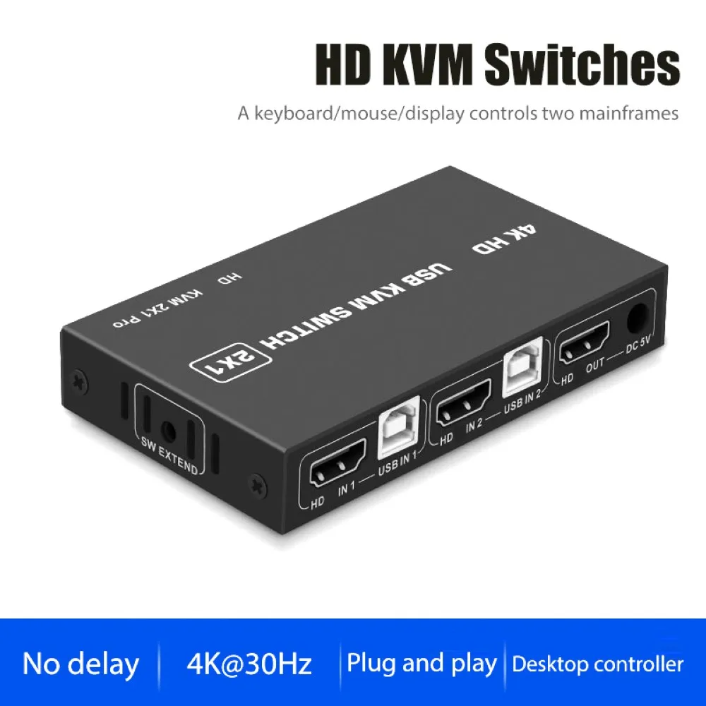 

HDMI-Compatible KVM Switch 4K x 2K@30HZ 2x1 HDMI2.0 Ports Share 2 Computers to One UHD Monitor for Wireless Mouse Disk