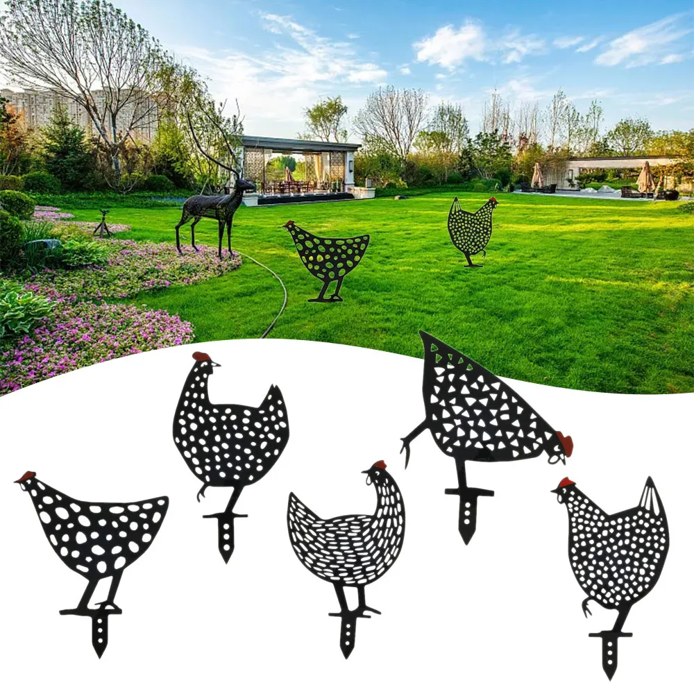 

Chicken Yard Art Plastic Black Chicken Decorated Statues Backyard Lawn Stakes Duck Hen Yard Decor Gift Outdoor Garden Ornaments