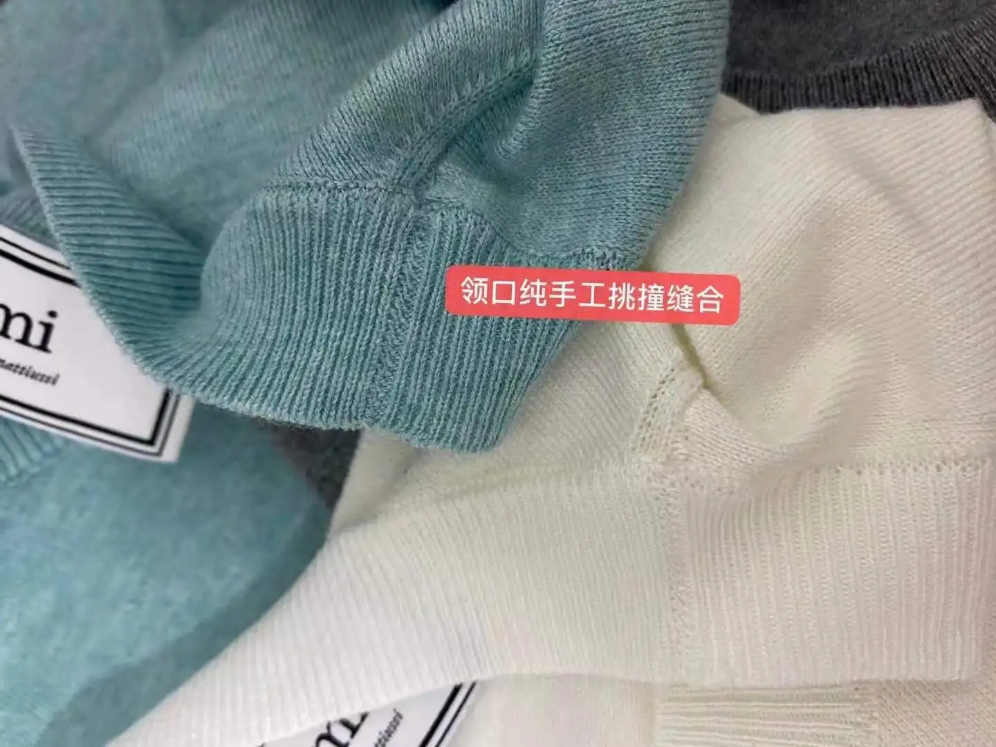 

High quality AMI knitting Embroidery Cotton Round Collar Women's Top Sleeve Sweater With Short Sleeves 2021 Hot Money