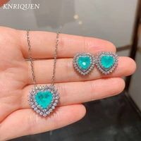 charms 1010mm heart shaped paraiba tourmaline ocean star pendant necklace stud earrings lab diamond womens jewelry sets gifts
