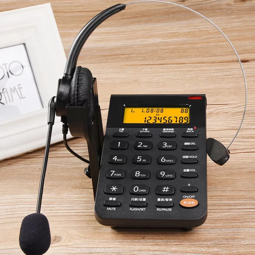corded telephone with headset dialpad caller id computer recording backlit adjustable volume for house call center office free global shipping