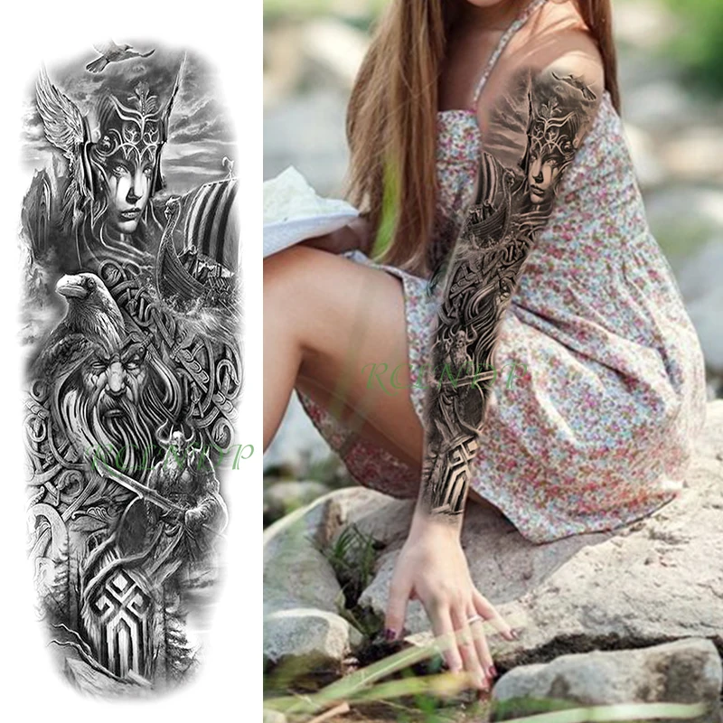 Водостойкая Временная тату-наклейка птица Орел герои фильмов девушка воин нож