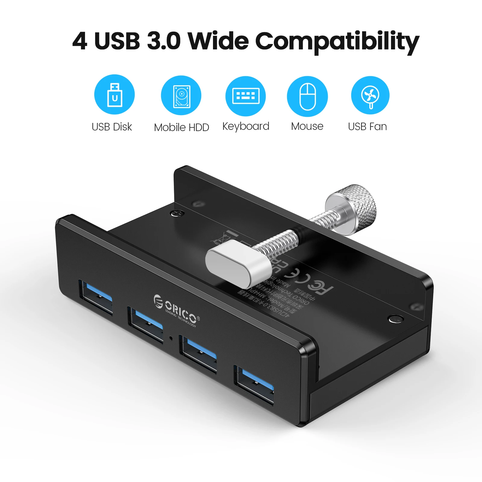 orico usb 3 0 hub powered with charging multi 4 ports desk clip usb splitter adapter sd card reader for pc computer accessories free global shipping