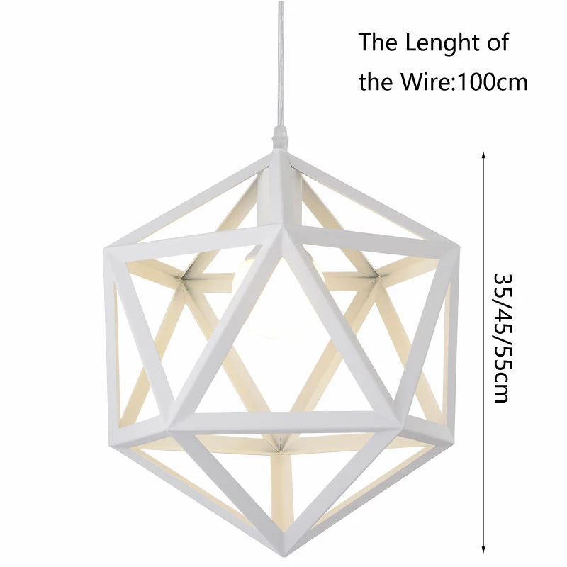 American Vintage Loft Diamond Metal Pendant Lights for Living Room Kitchen Industrial Led Hanging Lamp Home Decor Light Fixtures