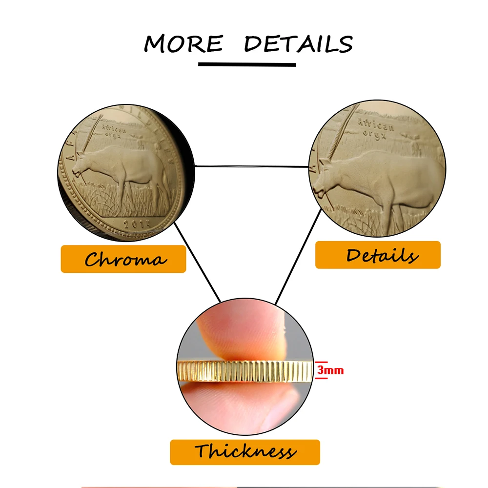 2014 в африканском стиле Орикс золотые монеты Challenge Коллекционные вещи для Бизнес