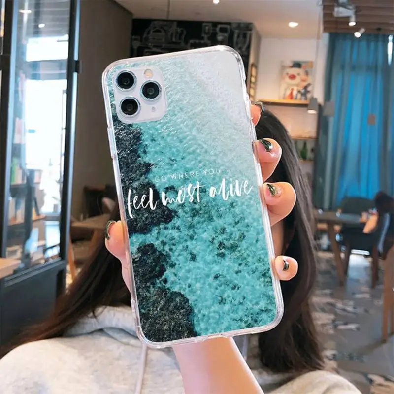 

Travel mountain sea beach quotes letter Phone Case Transparent soft For iphone 5 s c se 6 6s 7 8 11 12 plus mini x xs xr pro max