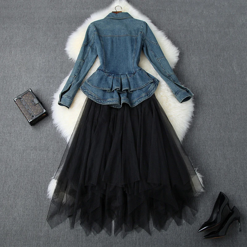 Одежда высшего качества Runway дизайнерские Двойка юбки комплект Для женщин 2019