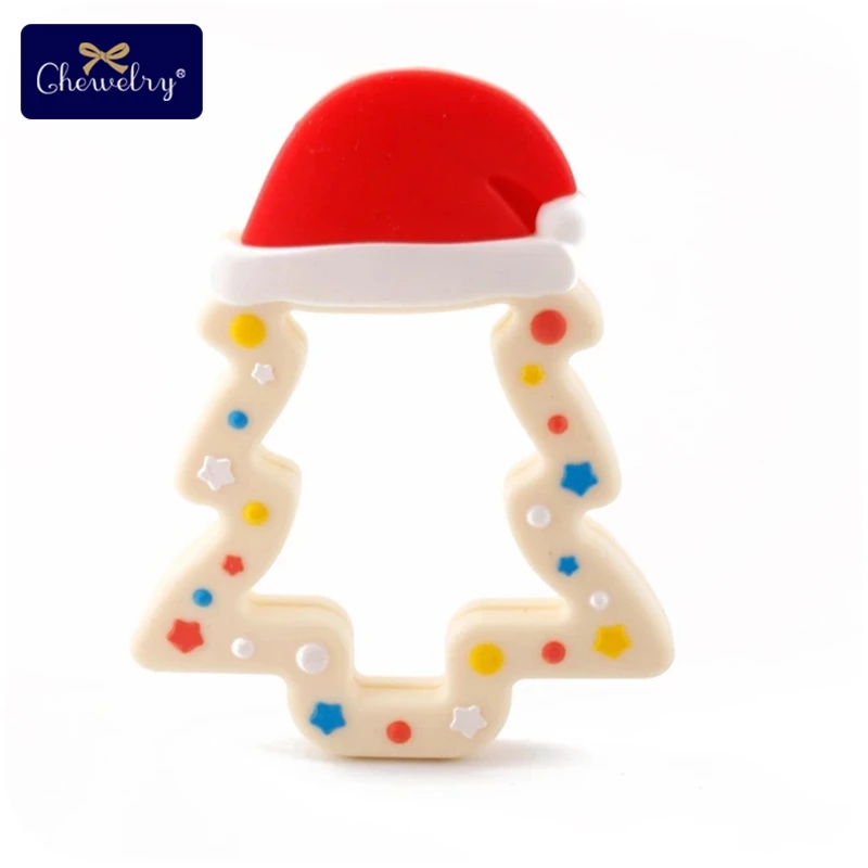 White Christmas Tree 1 шт. силиконовые снежинки Прорезыватель Рождественская елка звезда кулон Рождественский Олень Подарки для ребенка Лось пряники Ман детский Прорезыватель подарки - Цвет: White Christmas Tree