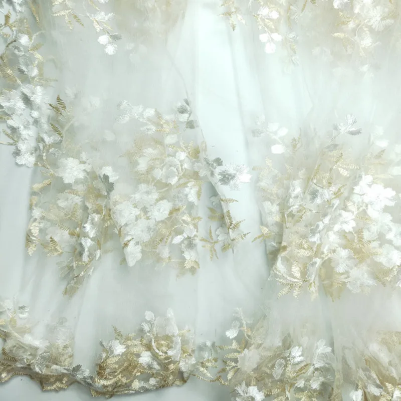 3/5/10 ярдов Цветочная вышитая кружевная ткань сетка тюль для шитья платья свадьбы