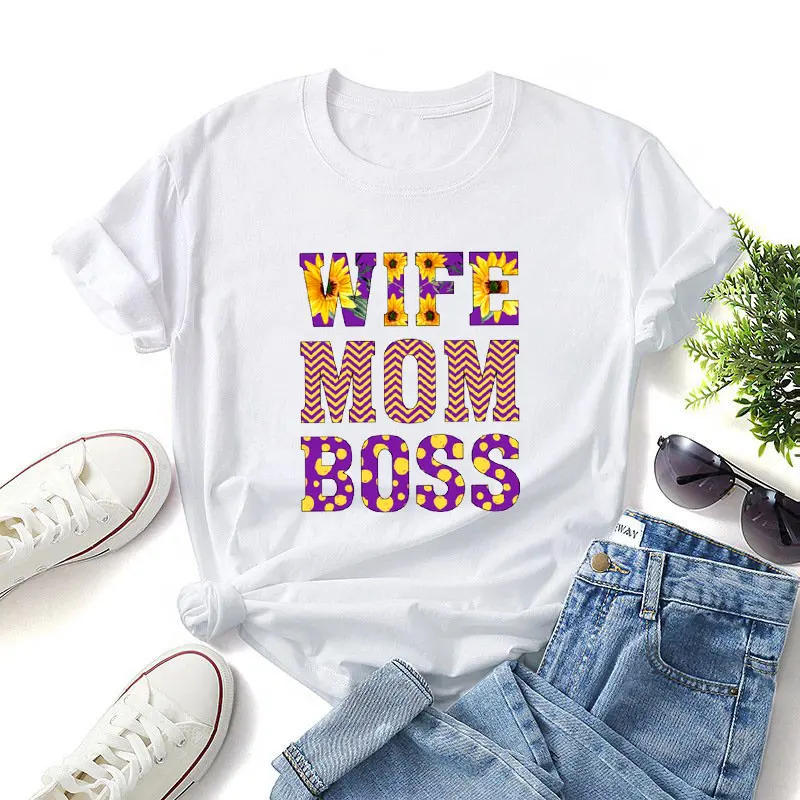 

WIRELESS AGE T Shirt Women Short Sleeve Round Neck Color Letter Printed Loose Casual Women's Tops 2021 New Summer Fashion Wild