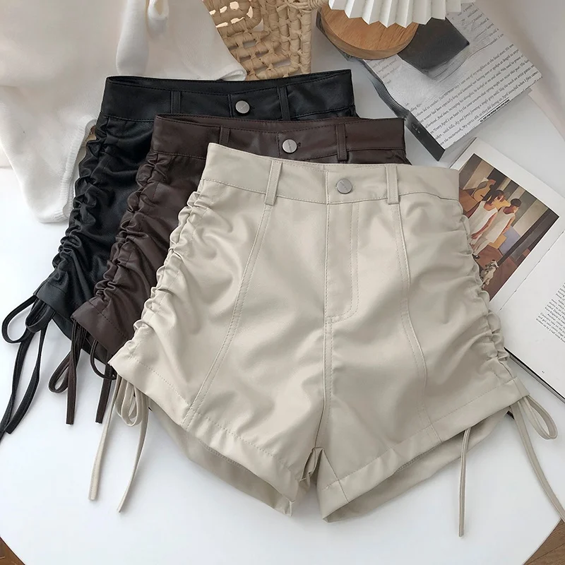 Шорты Tinomiswa женские на шнуровке с завышенной талией однотонные Короткие штаны из