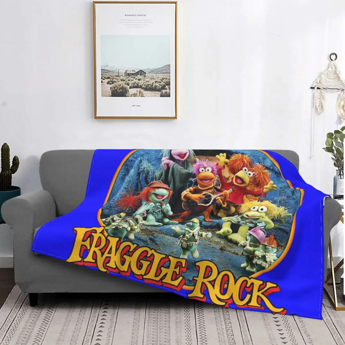 

-Manta de Fraggle Rock para cama, Edredon a cuadros, manta de lana para sofa, alfombra de oration islamic