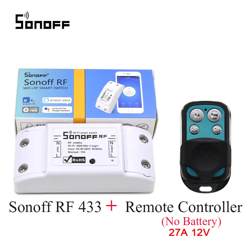 Sonoff Basic/RF wifi переключатель, беспроводной пульт дистанционного управления, умный переключатель, wifi модуль автоматизации, набор таймера для самостоятельной сборки, работает с Alexa 10A/2200W - Комплект: Sonoff RF add 433