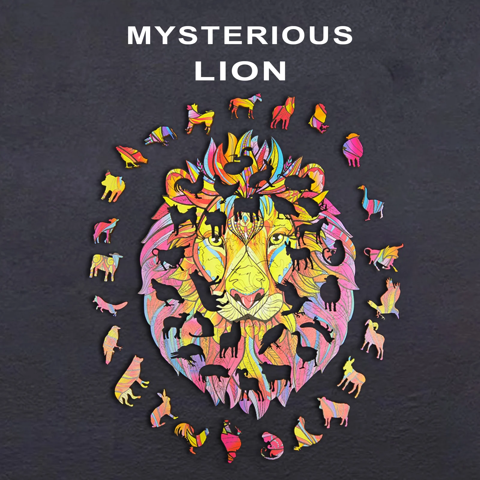 

Wooden Jigsaw Puzzle For Adults Children DIY Wooden Puzzles Each Piece Is Animal Shaped Mysterious Lion Puzzle Gift For Kids