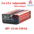 48 в 12 а зарядное устройство 2-12 а регулируемое по току умное зарядное устройство 3A 4A 8A 9A 10A 11a 12A 58,4 в 20 Ач 54,6 Ач lifepo4 в ионное зарядное устройство Lli