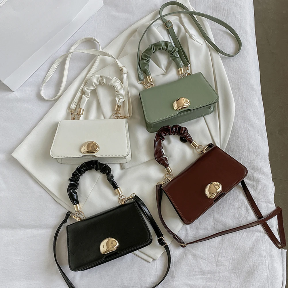 

Модные Женские однотонные сумки через плечо из искусственной кожи, мини-сумки-мессенджеры, повседневные женские плиссированные маленькие ...