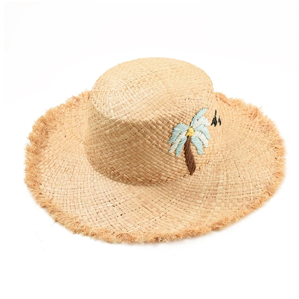 Соломенная шляпа для мужчин и женщин плетеная вручную Панама из рафии с плоским