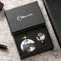 steampunk train design quartz necklace pocket watch gift sets with exquisite pendant pocket chain birthday vintage present