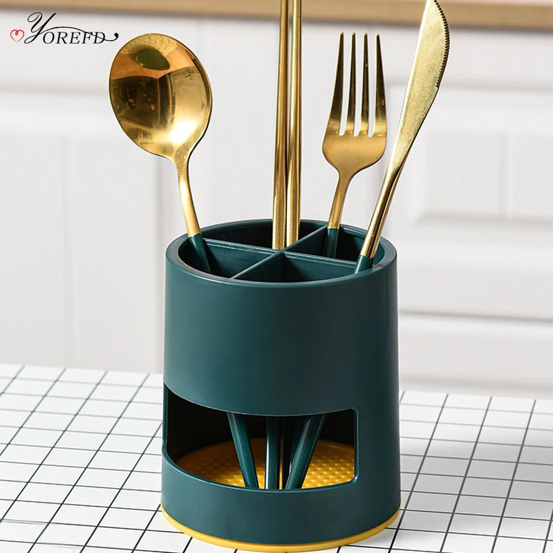 

OYOREFD многофункциональная Кухня Настольный стеллаж для столовых приборов держатель Кухня палочки вилка ложка дренаж сушильная стойка для с...