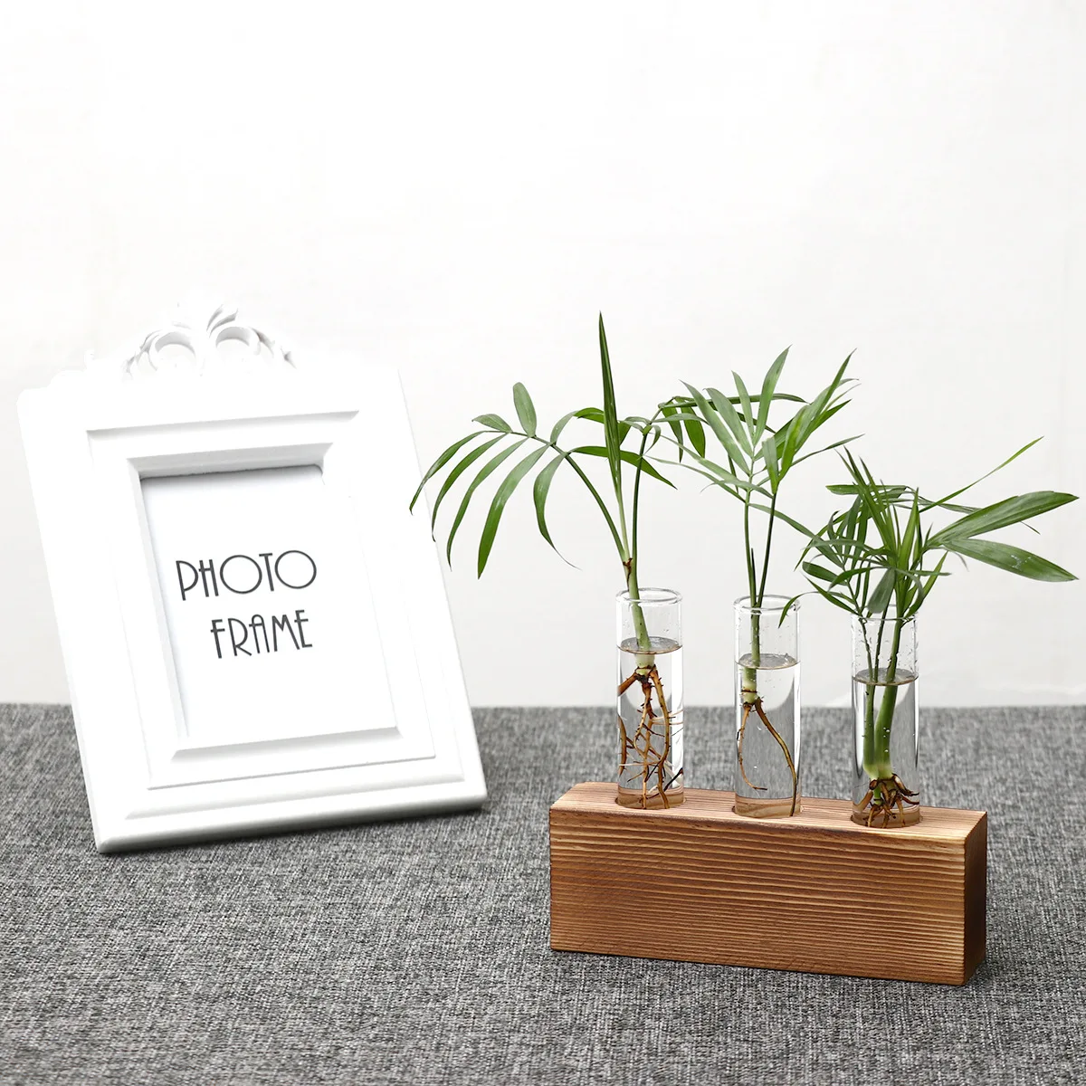 

Test Tube Vase Terrarium Creative Hydroponic Plant Wooden Frame Vase Decoratio Glass Tabletop Plant Bonsai Decor Flower Vase