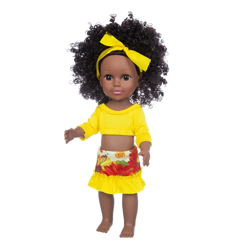 

New 14 inch 35cm Black Bebe Reborn Pop Green African Reborn Silicone Viny Newborn Poupee Boneca Baby Soft Toy Girl Kid Todder