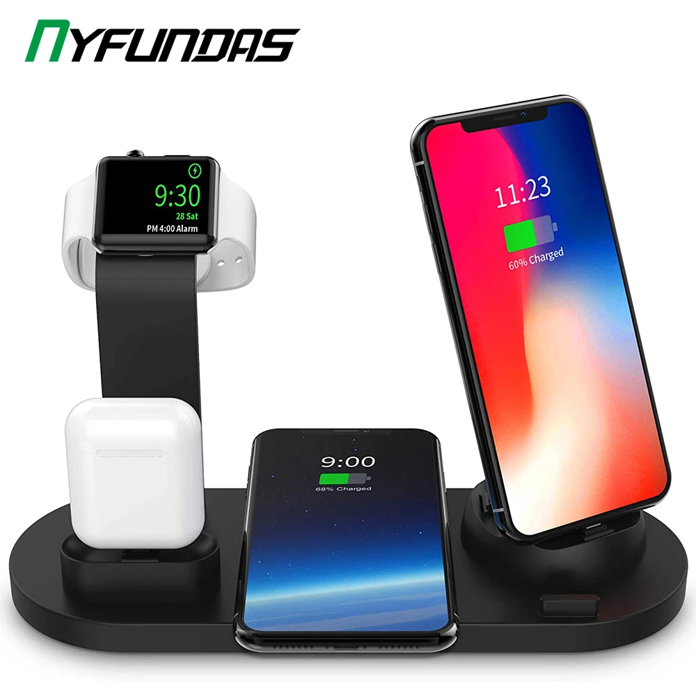 QI Wireless Charging Stand Station For Apple Watch Series 5 4 3 2 Airpods Iphone 11 Pro Max XR 8 Plus X Charger Dock | Мобильные