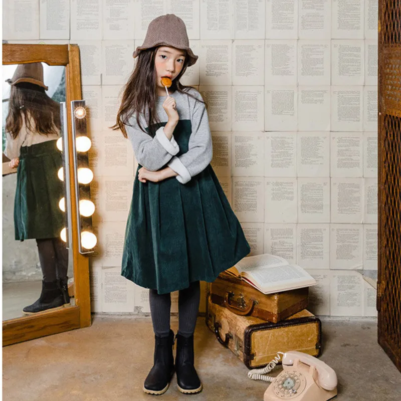 Зимнее флисовое платье для девочек-подростков от 4 до 16 лет вельветовое